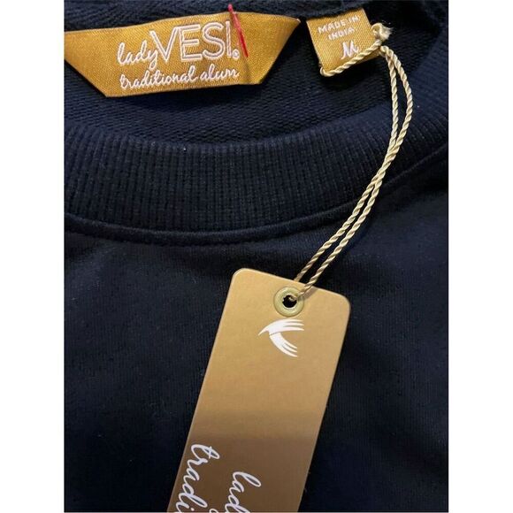 Women's Black Crew Neck Long‎ Sleeve  Sweatshirt M - Picture 6 of 13